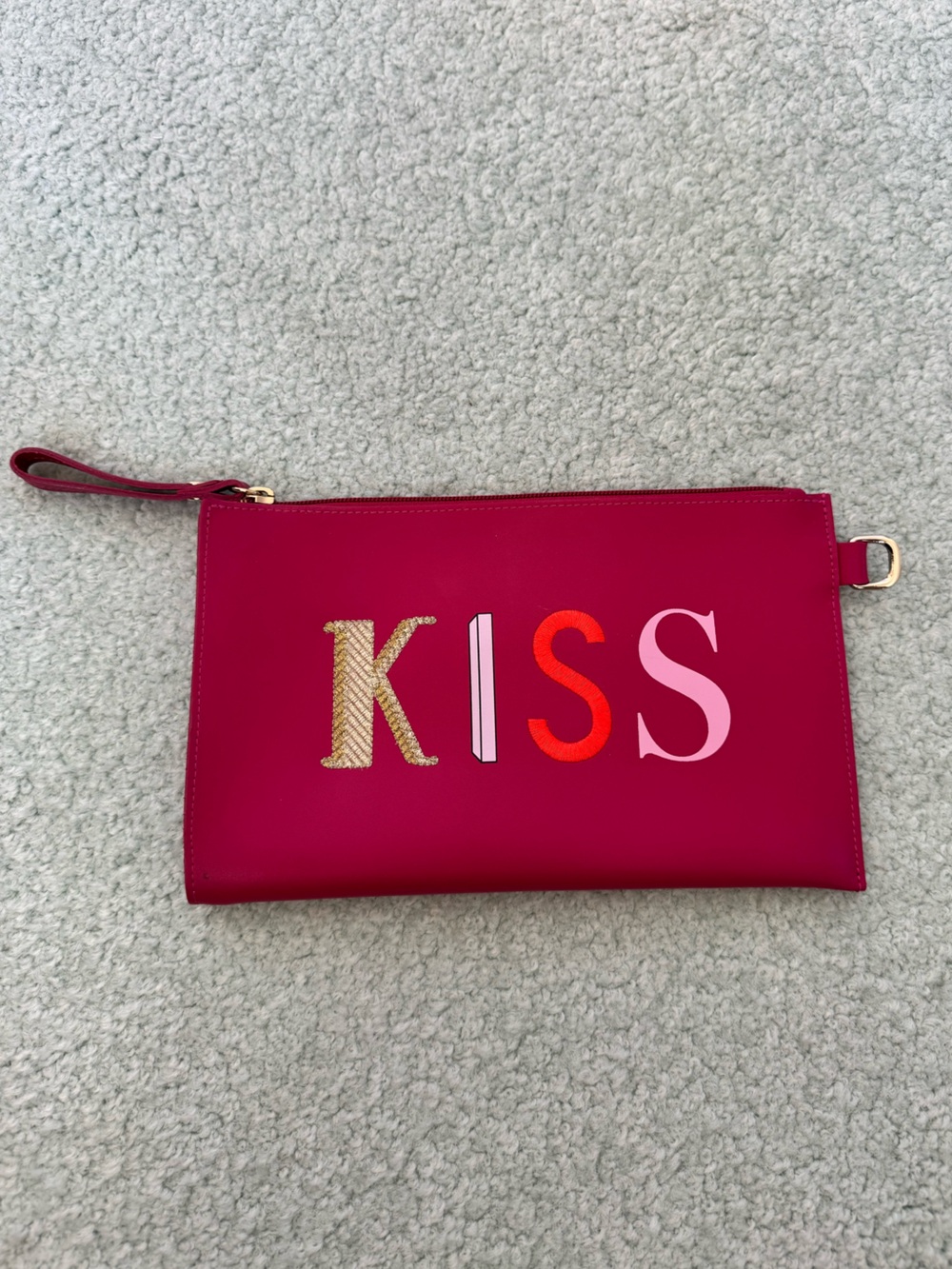 Longchamp Pink 'KISS' Leather Wristlet Clutch